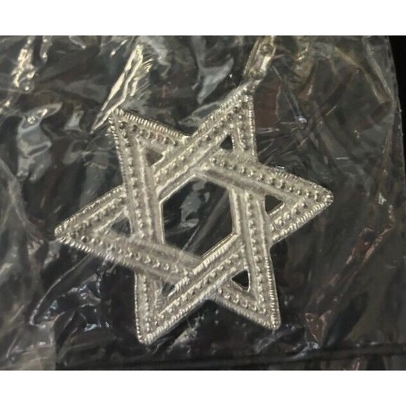 Vintage 1980 Rebecca Collins Star of David Pendant Scarf Jewelry NEW SEALED 2in - Picture 2 of 5